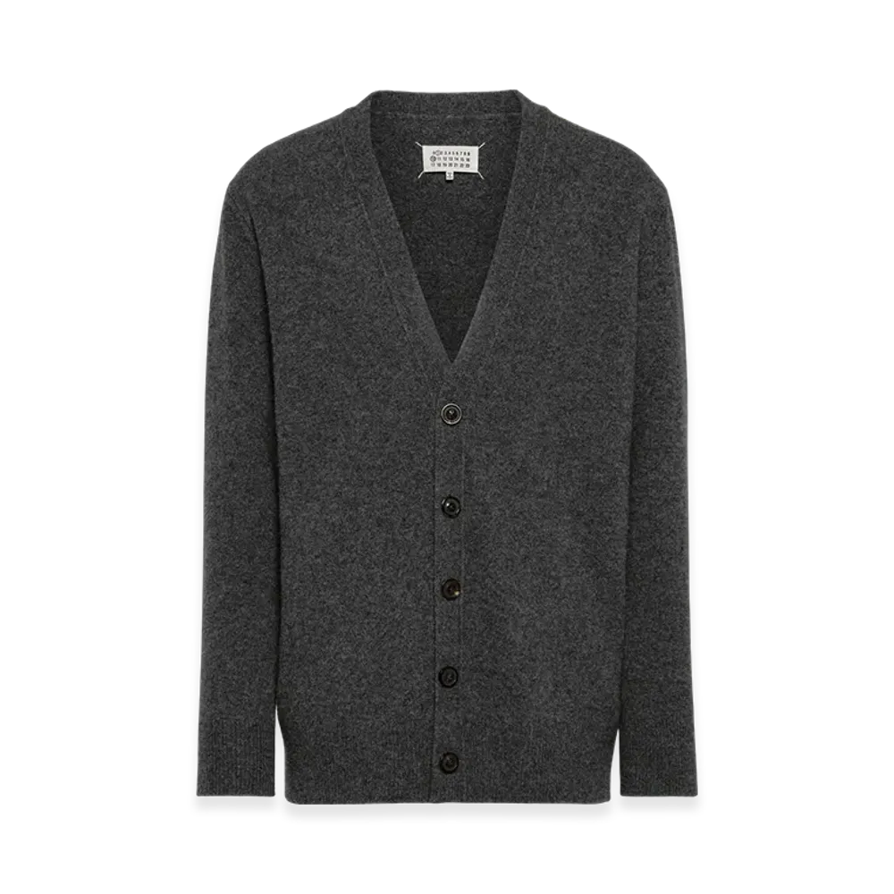 Maison Margiela Men's Washed Lambswool Cardigan "Charcoal"