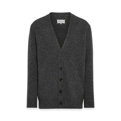 Maison Margiela Men's Washed Lambswool Cardigan "Charcoal"