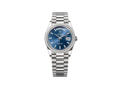 ROLEX Day-Date 36mm White Gold Diamond 128399TBR "Bright Blue"