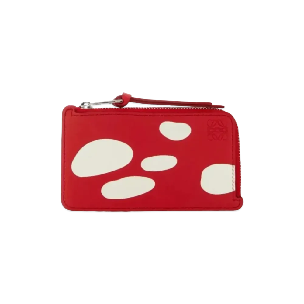 LOEWE Mushroom Coin Card Holder Classic Calf "Dark Red"