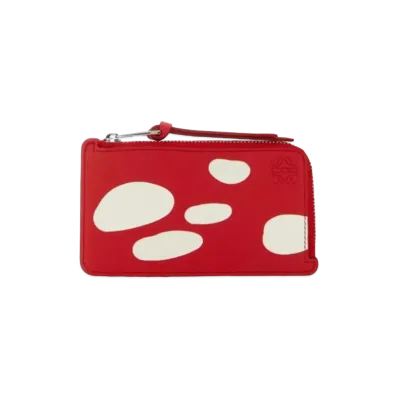 LOEWE Mushroom Coin Card Holder Classic Calf "Dark Red"