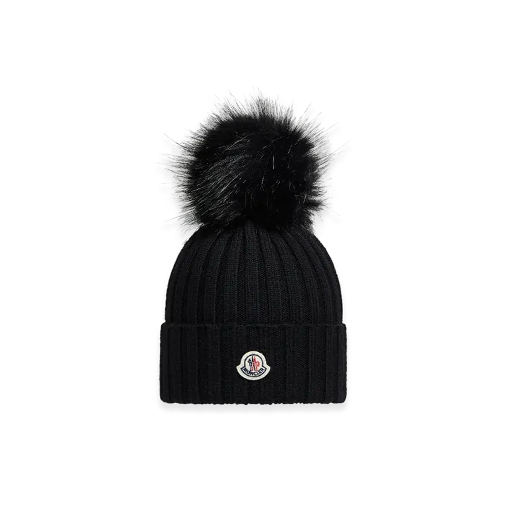 MONCLER Wool Beanie with Pom Pom "Black"