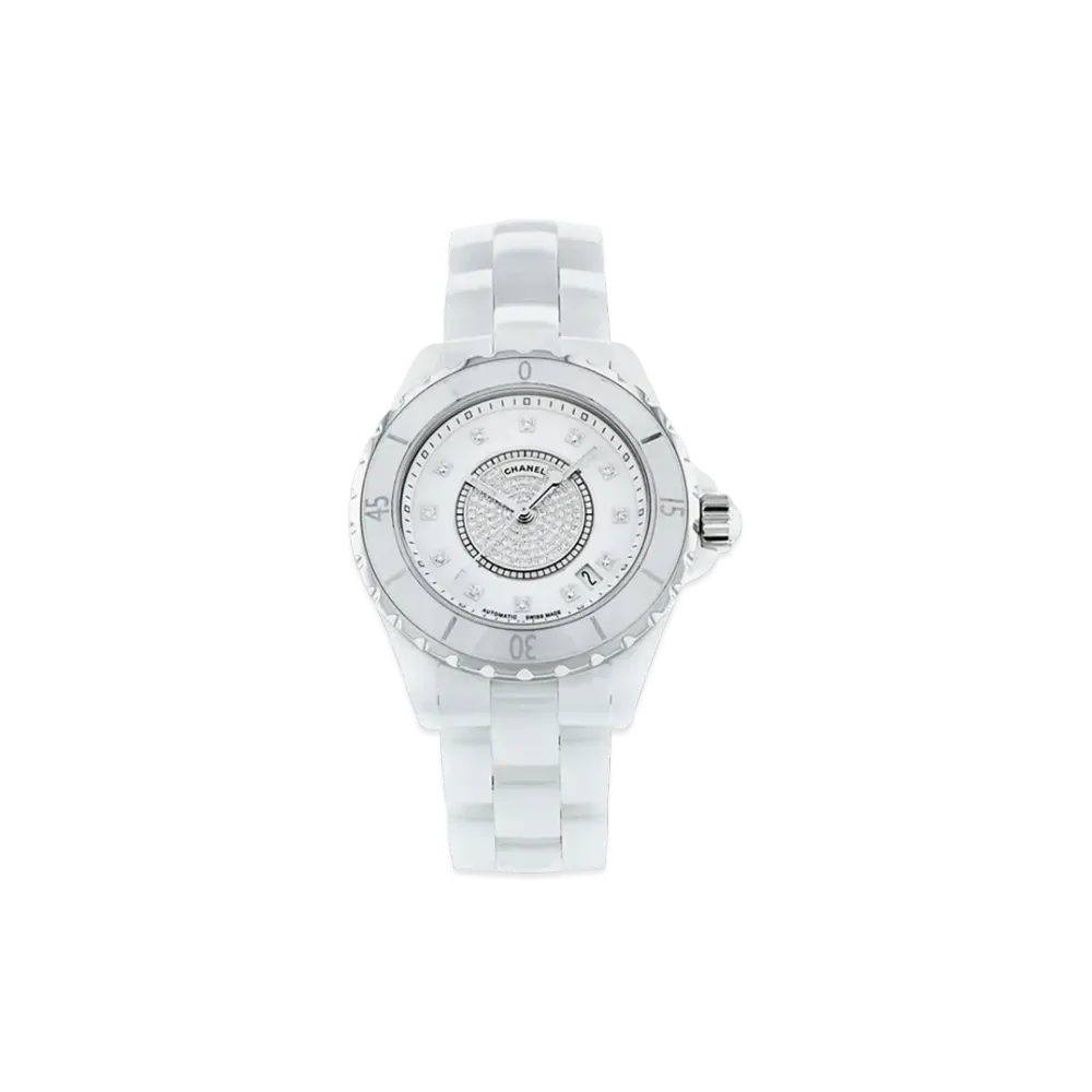 CHANEL J12 Ceramic 33mm 12P / Bezel Diamonds "White"