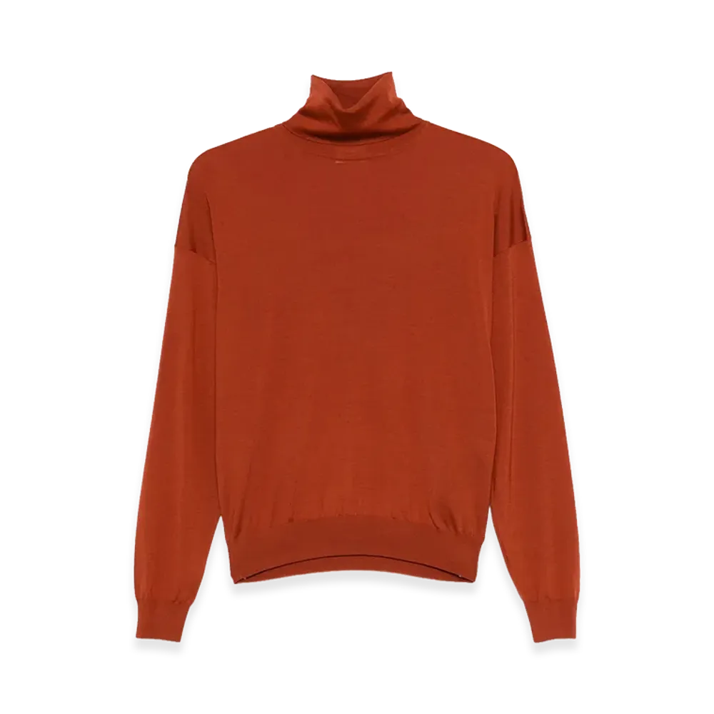 Saint Laurent Women's Roll-Neck Wool Sweater "Brown"