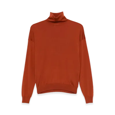 Saint Laurent Women's Roll-Neck Wool Sweater "Brown"