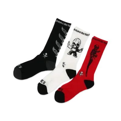 Chrome Hearts 3PK Foti Socks "Black/White/Red"