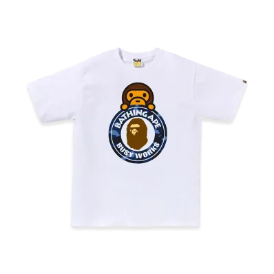 A BATHING APE Milo On Busy Works Tee "White/Navy"