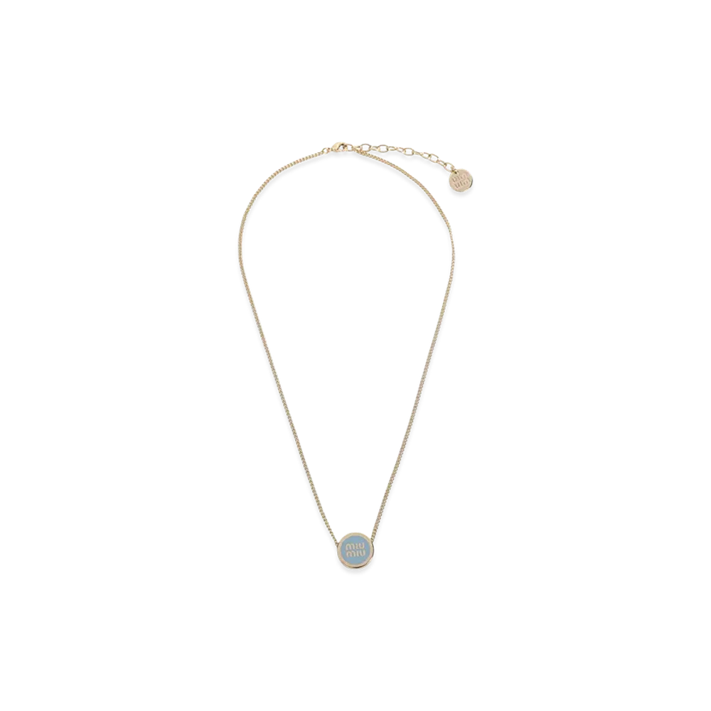 MIU MIU Women's Brass Necklace "Light Blue"