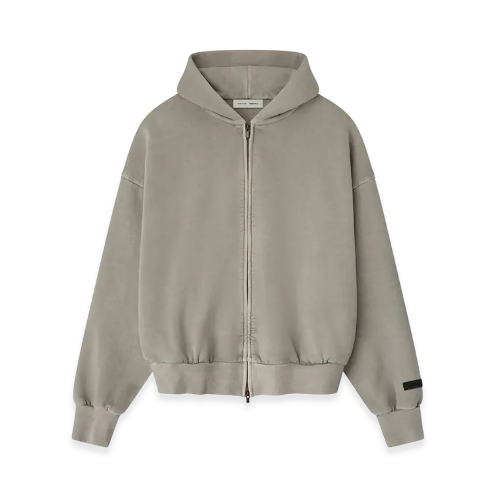 FEAR OF GOD ESSENTIALS Embroidered Classic Full Zip Hoodie "Smoke Grey"