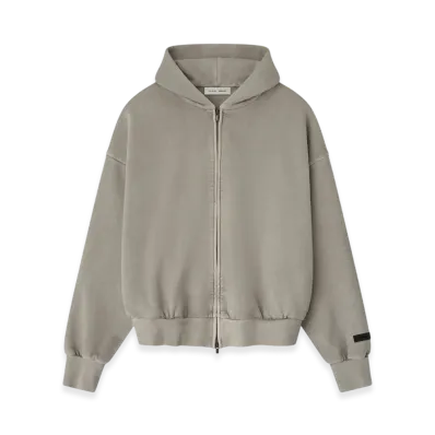 FEAR OF GOD ESSENTIALS Embroidered Classic Full Zip Hoodie "Smoke Grey"
