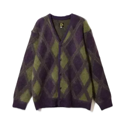 Needles Mohair Cardigan - Argyle "Purple"