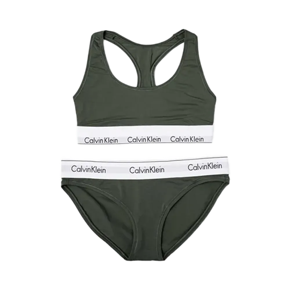 Calvin Klein Modern Cotton Bra/Shorts Set "Field Olive"
