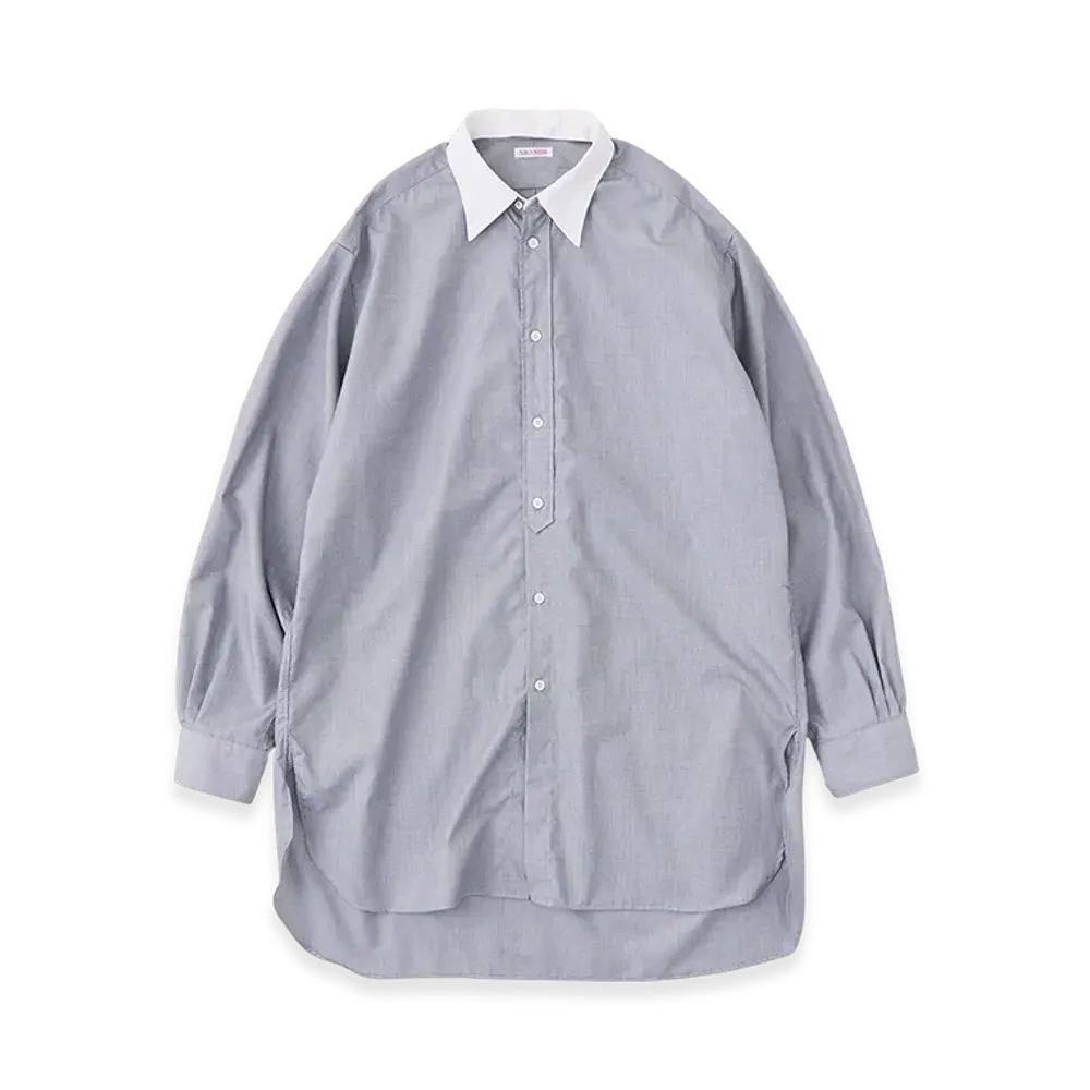 NICENESS C.Iommi End-On-End Chambray Detachable Collar Long Shirt "Gray"