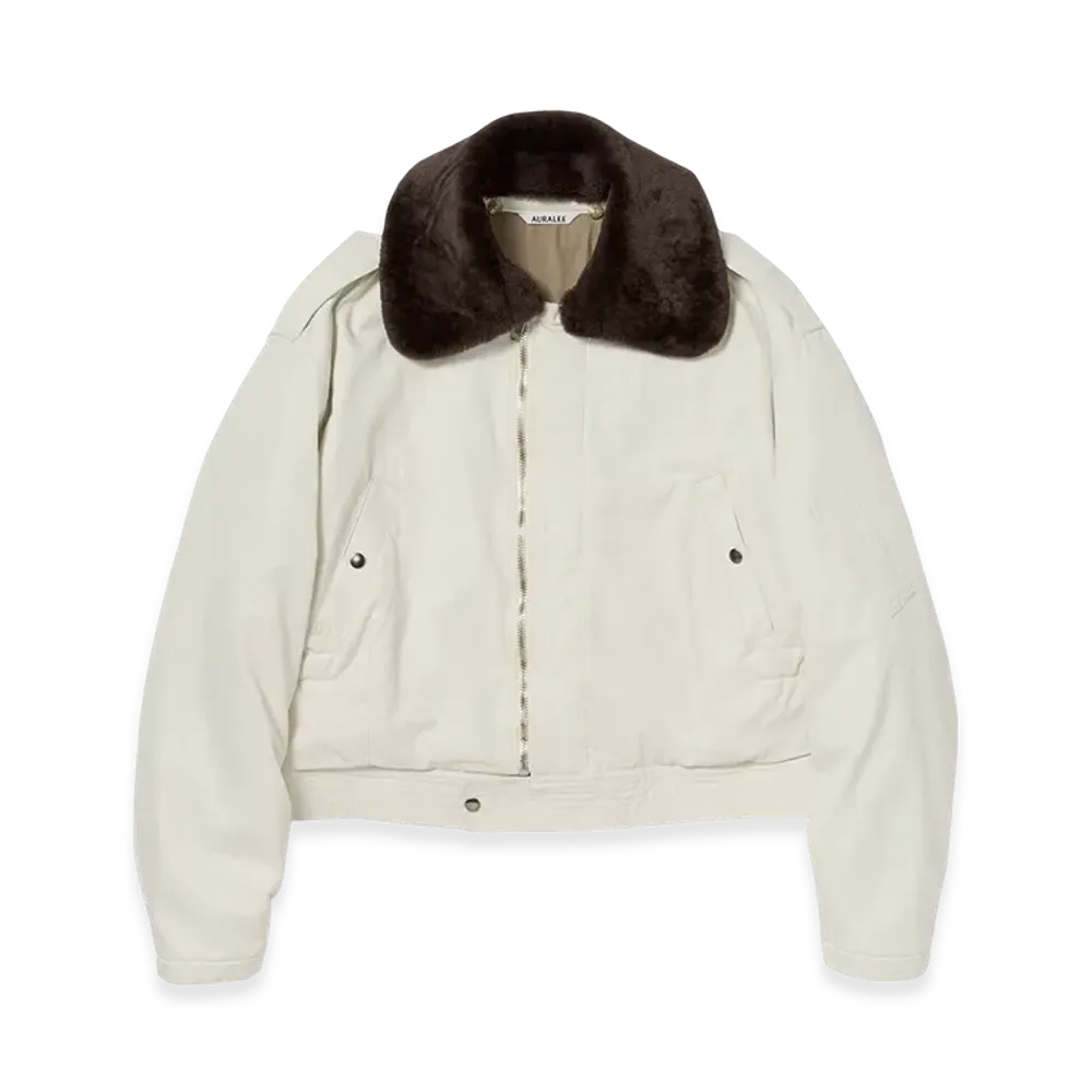 AURALEE Washed Finx Cotton Gabardine Flight Blouson "Ivory"
