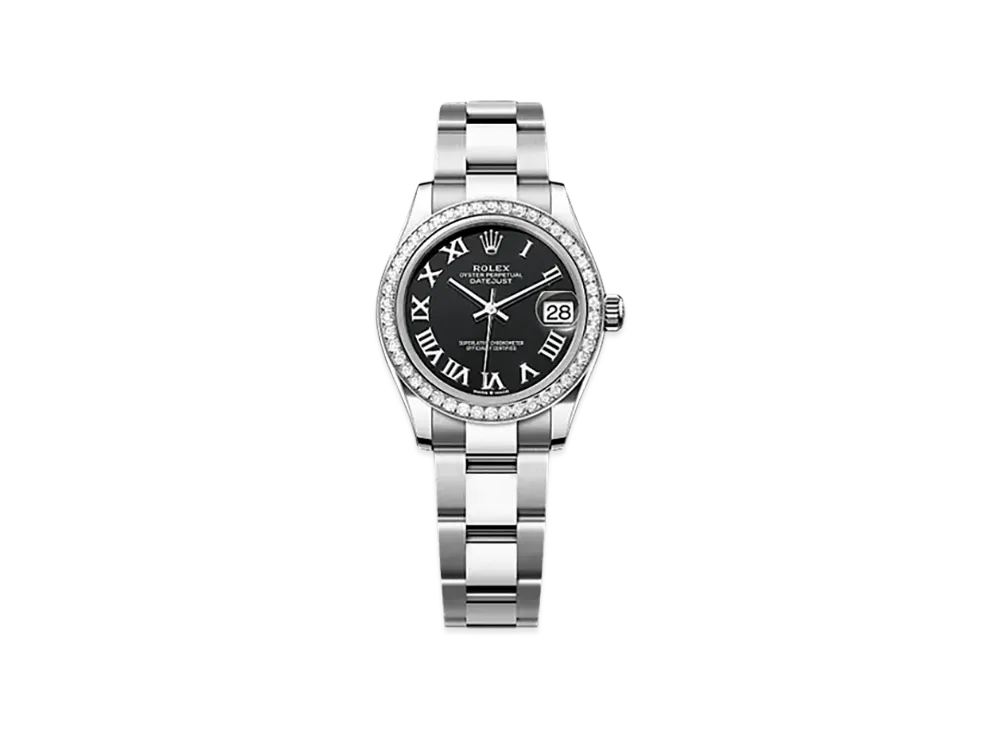ROLEX Datejust 31 Oystersteel & White Gold Diamonds "Black"