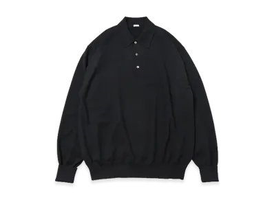 A.PRESSE Wool Knit L/S Polo Shirts "Black"
