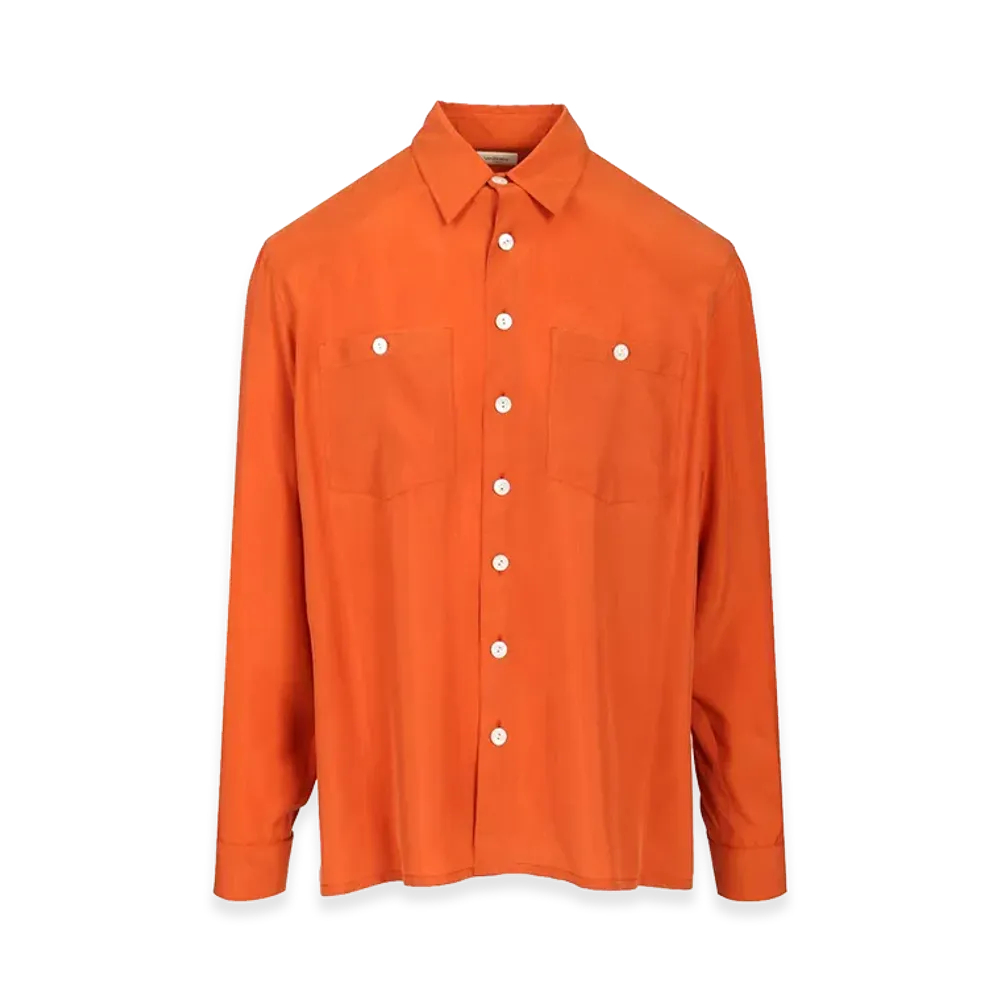 Saint Laurent Pajama Shirt In Silk Haboutai "Orange"