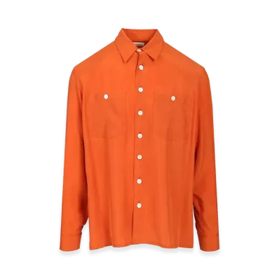 Saint Laurent Pajama Shirt In Silk Haboutai "Orange"