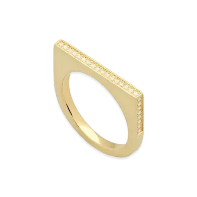 TOMWOOD Sleek Ring Half Diamonds "Gold"