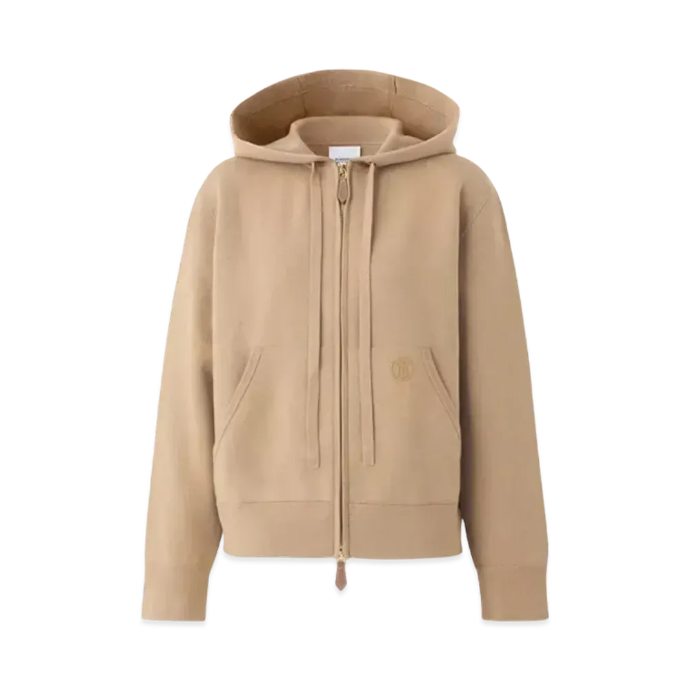 Burberry Women's Cashmere Blend Zip Hoodie "Camel"