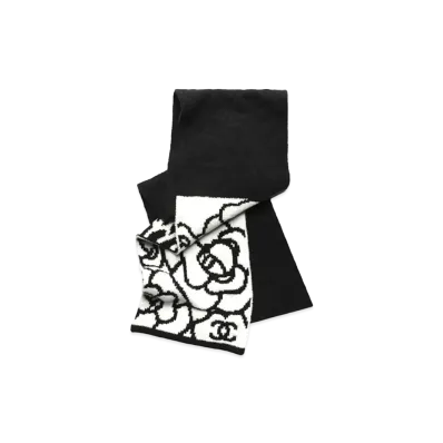 CHANEL Scarf Cashmere & Wool "Black/White"