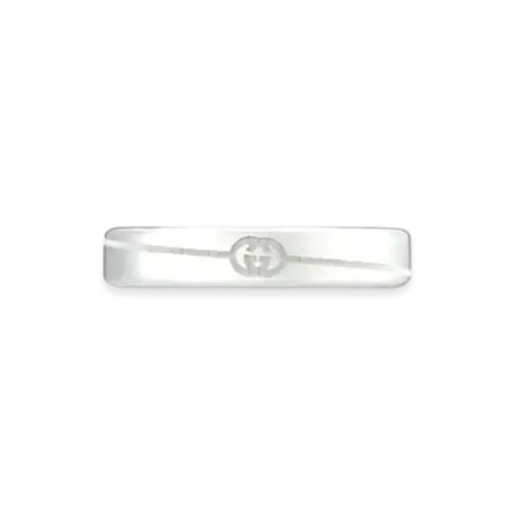 GUCCI Diagonal Interlocking G Thin Ring "Silver"