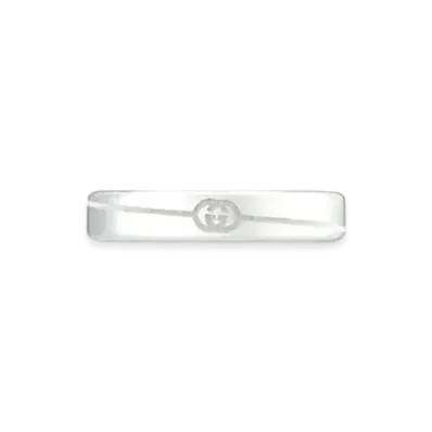 GUCCI Diagonal Interlocking G Thin Ring "Silver"