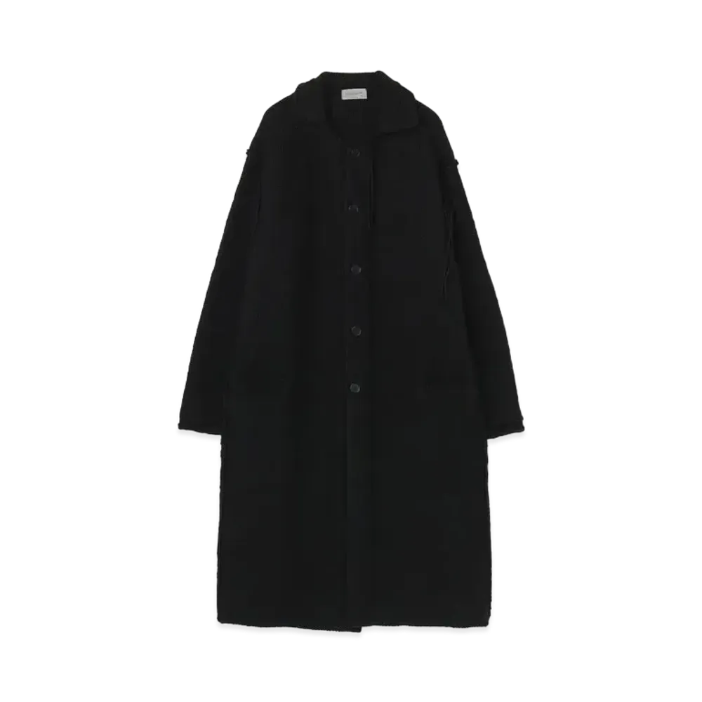 Yohji Yamamoto Pour Homme 3G PLAIN STITCH PURL 1X1 RIB THREAD RESIDUE LONG CARDIGAN "Black"