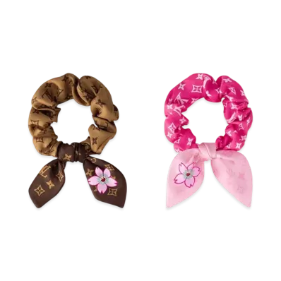 Louis Vuitton x Takashi Murakami Monogram Cherry Blossom Set of Chouchous "Sakura Brown"