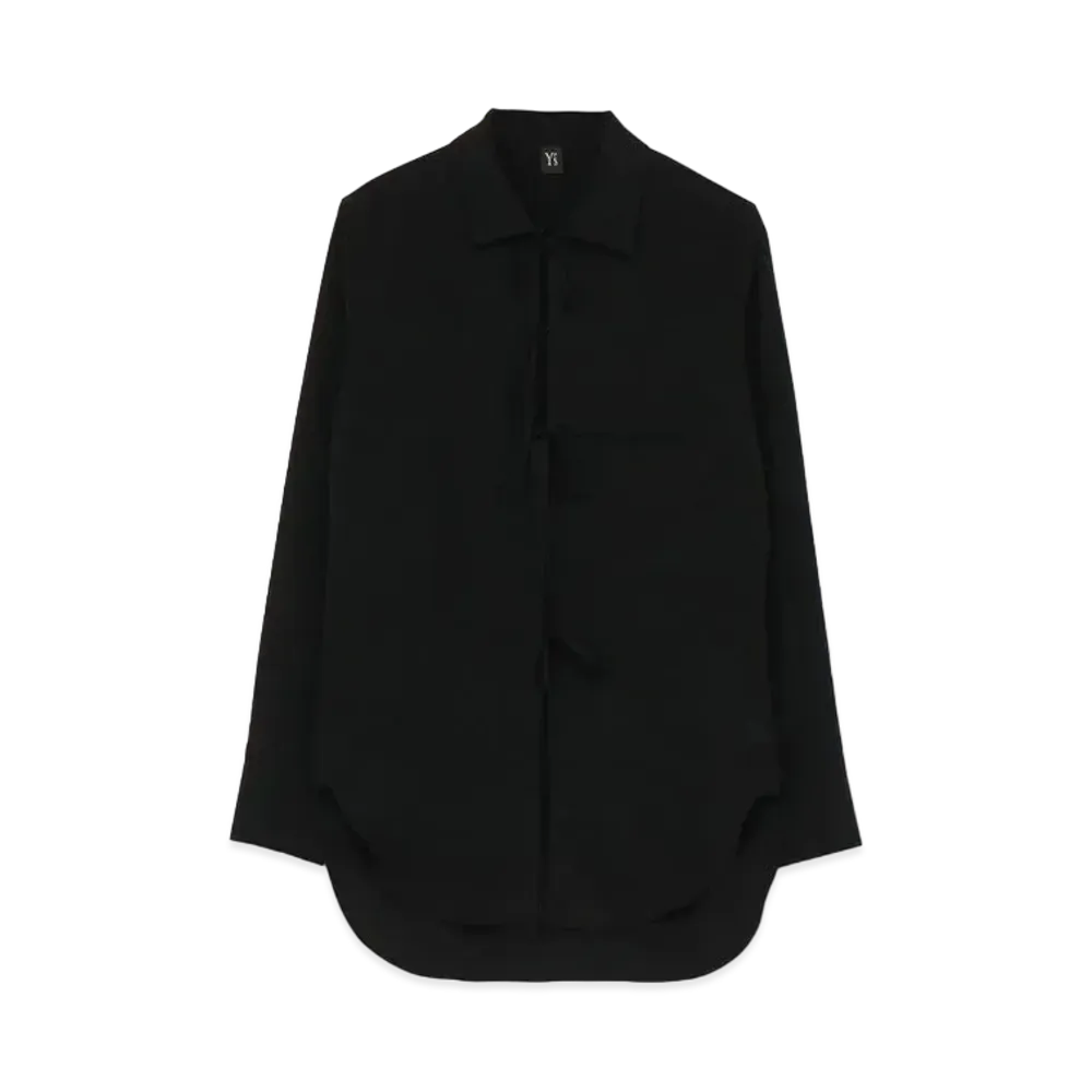 Yohji Yamamoto Y's DE CHINE FRONT RIBOON BLOUSE "Black"