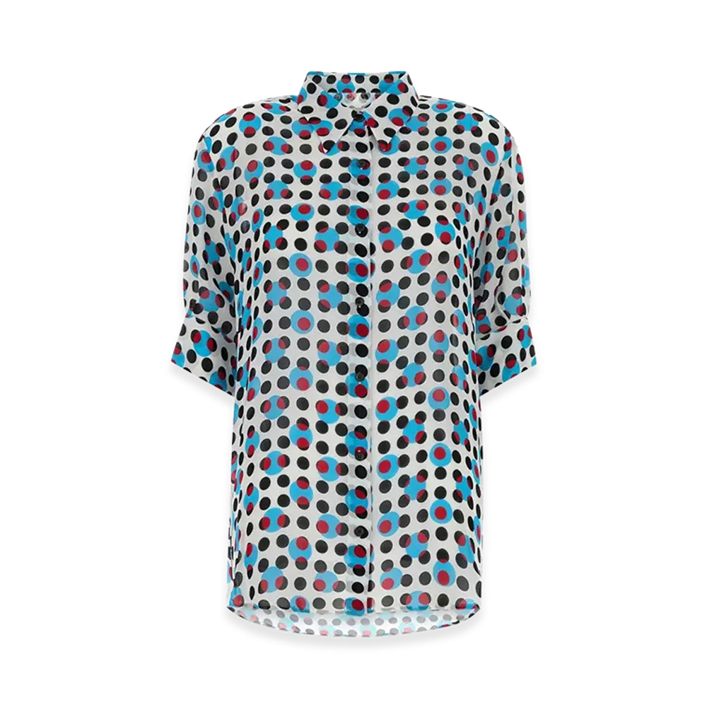 DRIES VAN NOTEN Women's Printed Crepe Celindo Shirt "Light Blue"