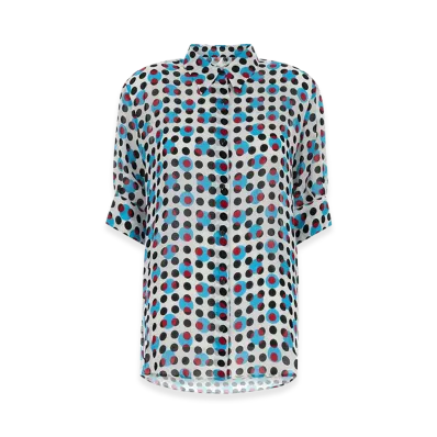 DRIES VAN NOTEN Women's Printed Crepe Celindo Shirt "Light Blue"