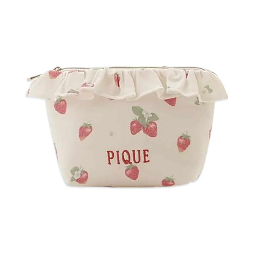 GELATO PIQUE Strawberry Pattern Frill Tissue Pouch "Off White"