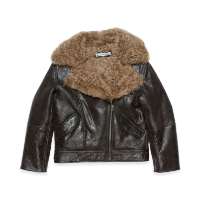 Acne Studios Leather Shearling Jacket "Dark Grey"