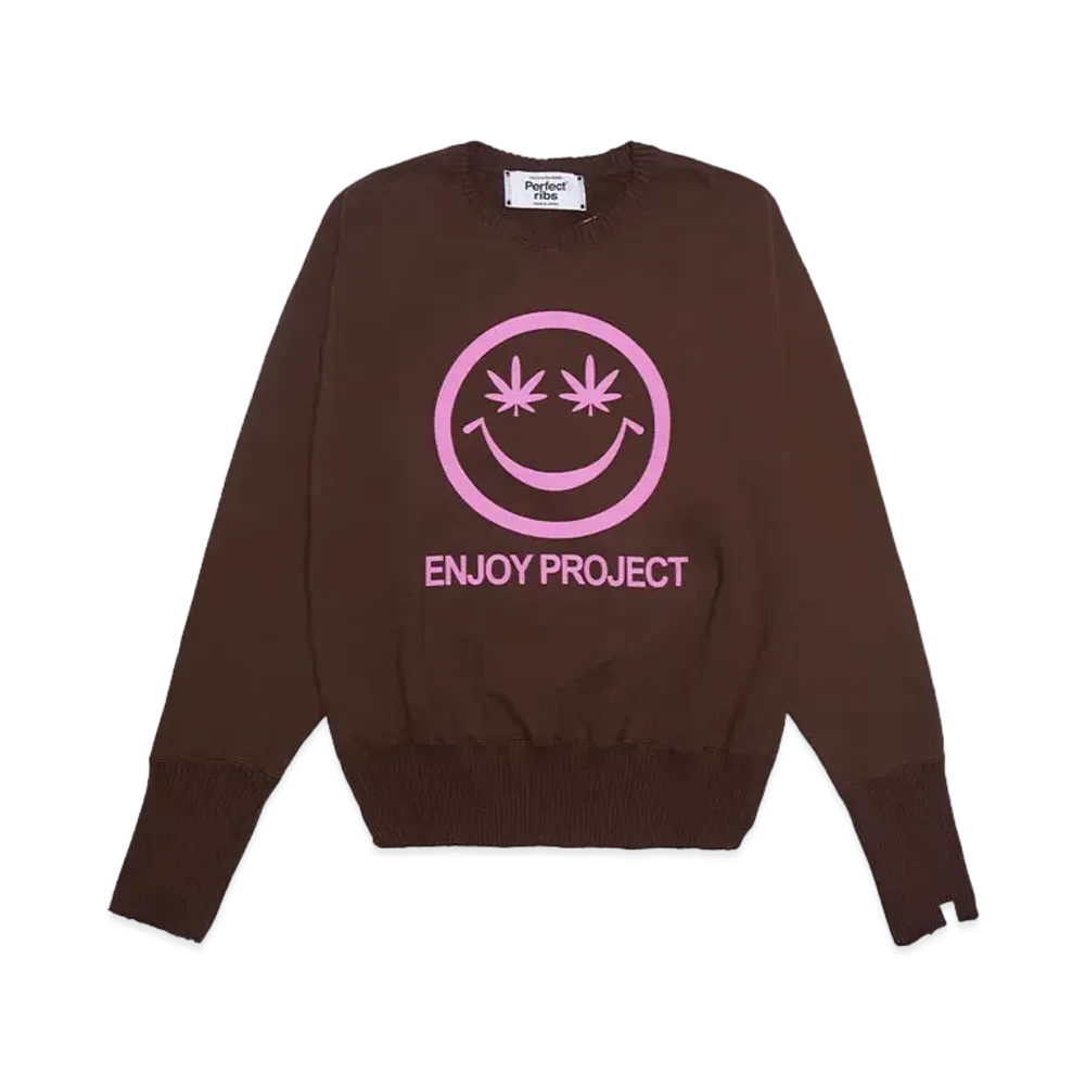 Perfect ribs Strange Sleeve Crew Neck Sweat Shirt "Brown"