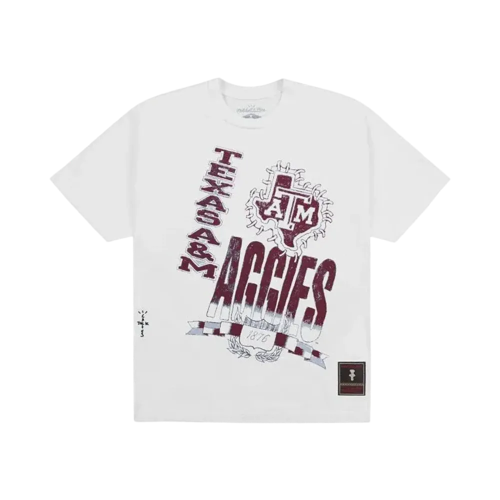 Travis Scott x M&N x Texas A&M University Handdrawn Tee "White"