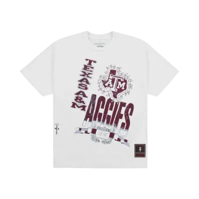 Travis Scott x M&N x Texas A&M University Handdrawn Tee "White"