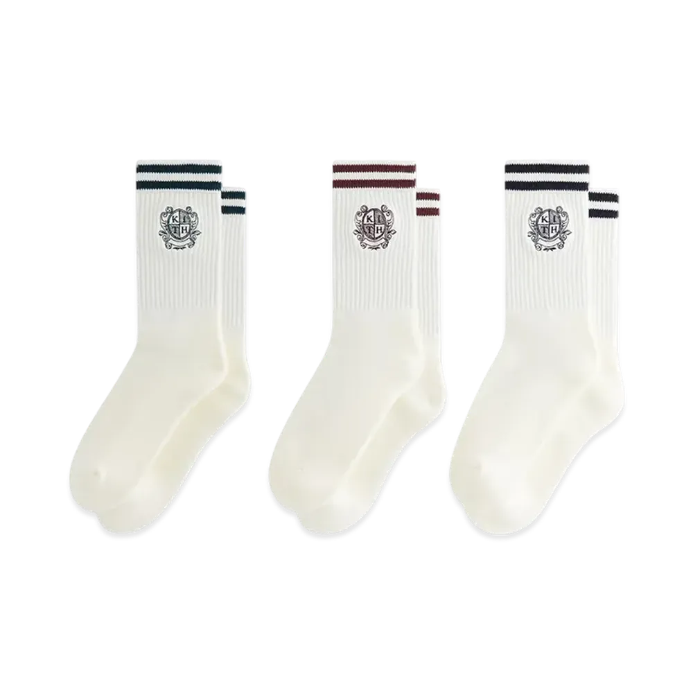 Kith 3-Pack Crest Crew Socks "Silk"