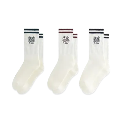 Kith 3-Pack Crest Crew Socks "Silk"