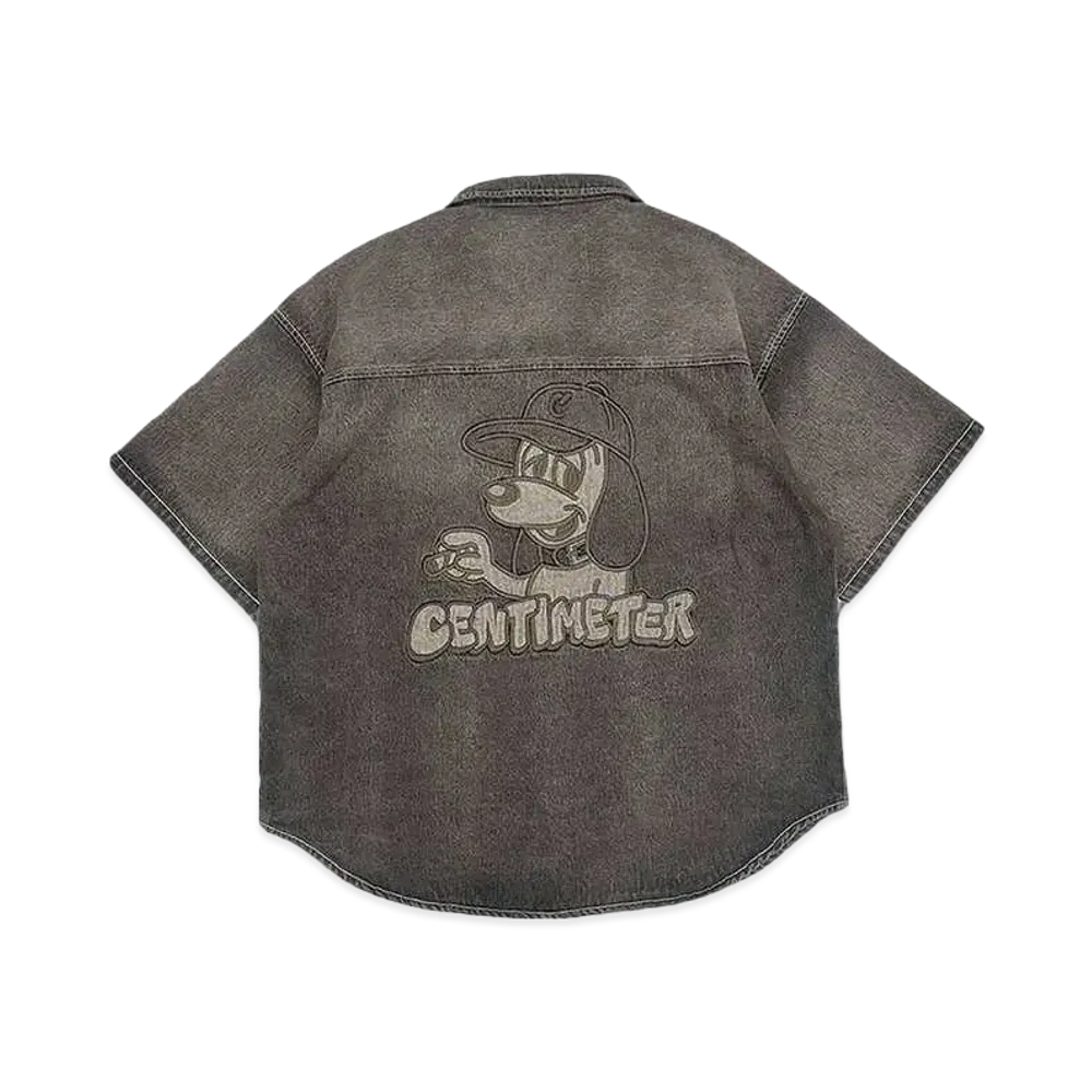 centimeter CMT ruler washed denim shirt "Brown"