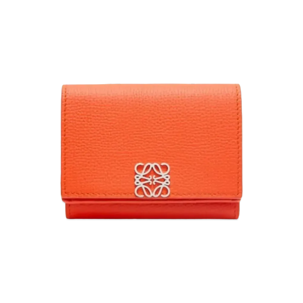 LOEWE Anagram Trifold Wallet Pebble Grain Calf "Vivid Orange"