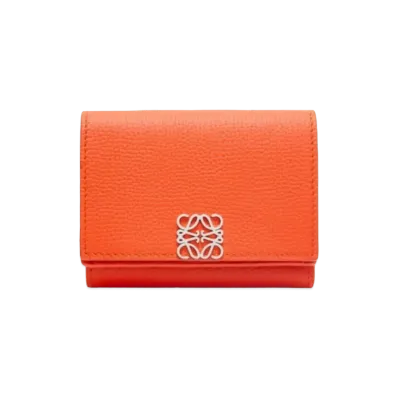 LOEWE Anagram Trifold Wallet Pebble Grain Calf "Vivid Orange"
