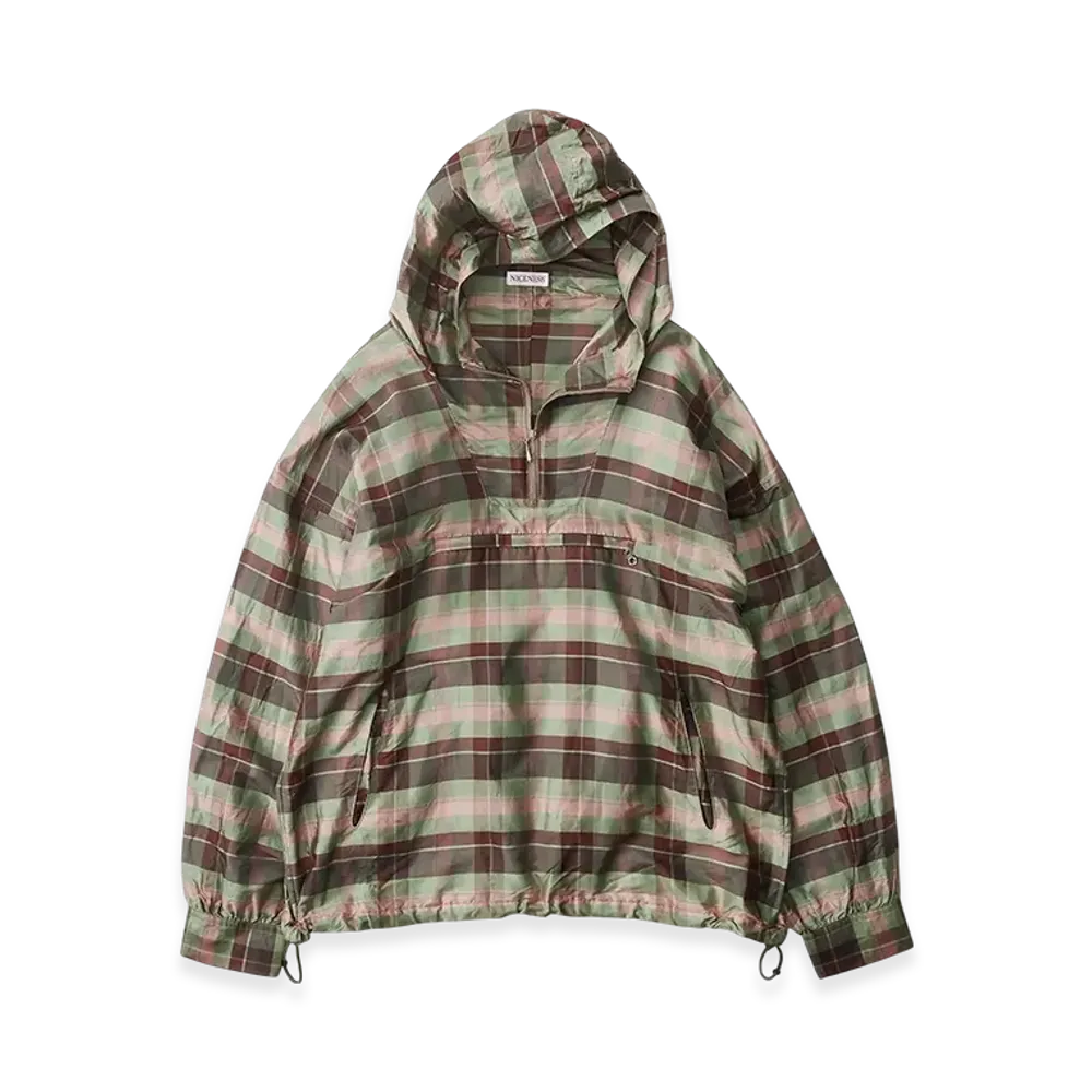 NICENESS Buckler Silk Check Anorak "Green"