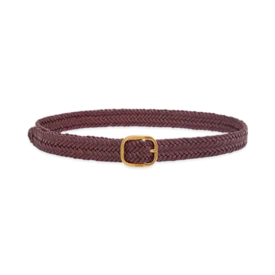 LOEWE Round Soft Woven Belt "Burgundy/Gold"