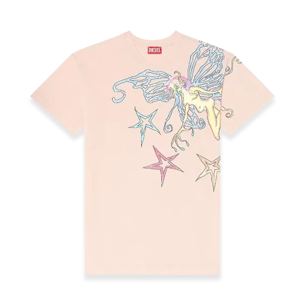 Diesel T-Buxt-Q1 T-Shirt With Graphic Print "Pink White"