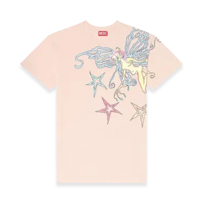 Diesel T-Buxt-Q1 T-Shirt With Graphic Print "Pink White"