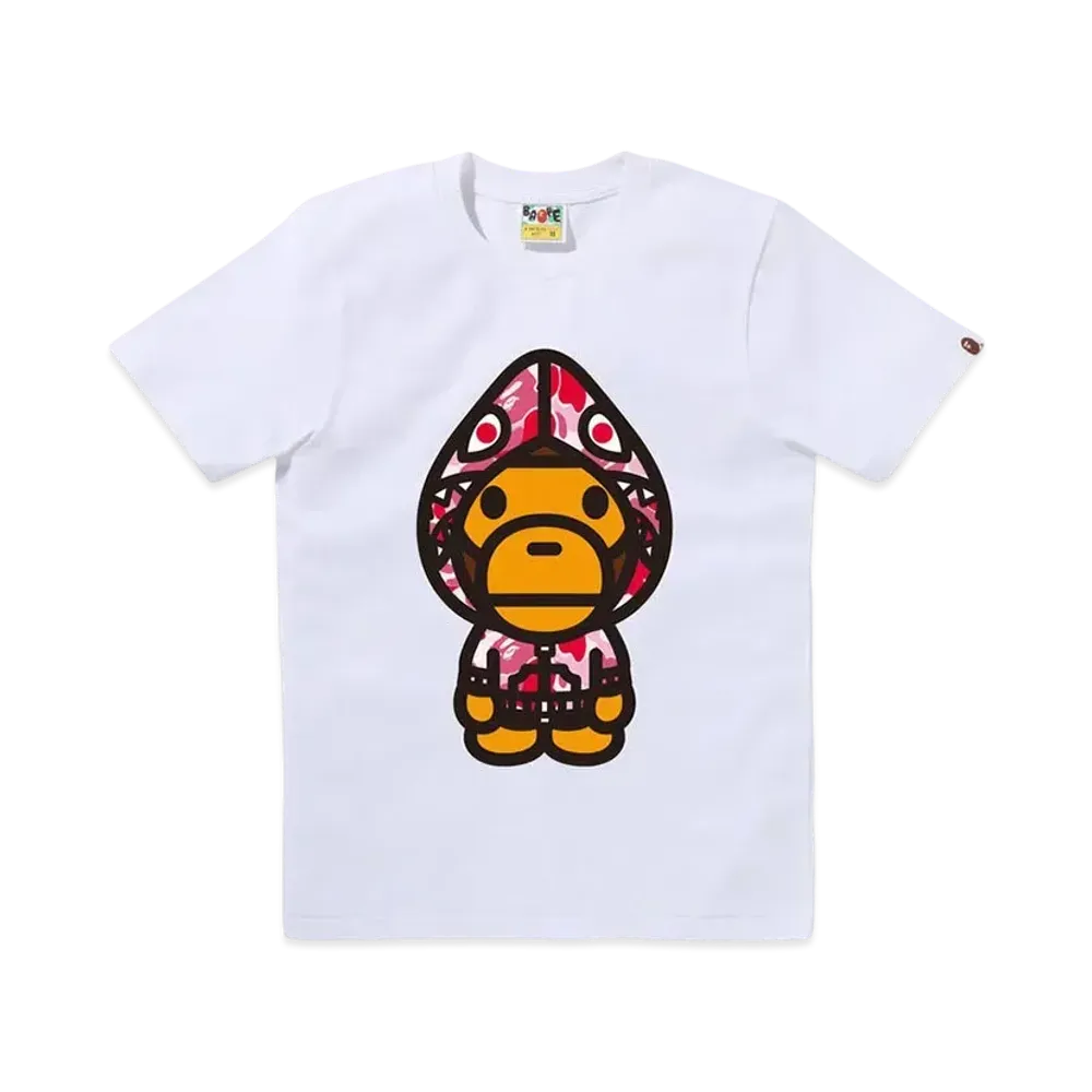 A BATHING APE Abc Camo Shark Hoodie Milo Tee "White/Pink"