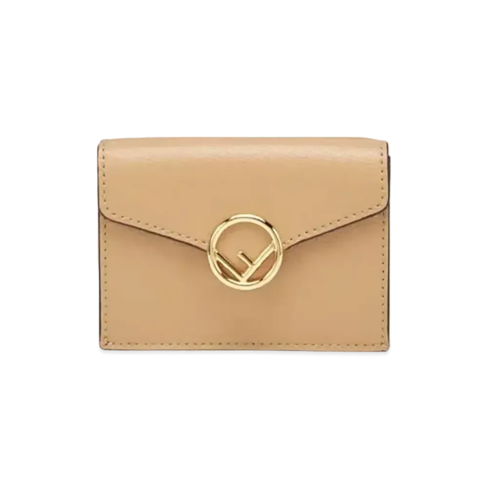 FENDI Micro Three-Fold Wallet Leather Wallet "Beige"