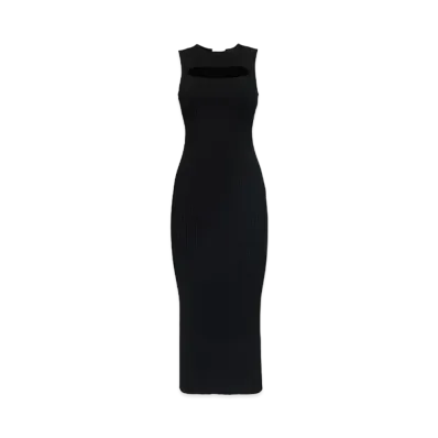 Alexander McQUEEN Slashed Knit Midi Dress "Black"