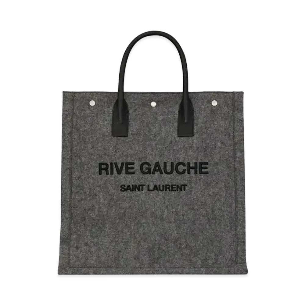 SAINT LAURENT Rive Gauche North/South Tote Bag In Felt And Leather "Tokyo Black"